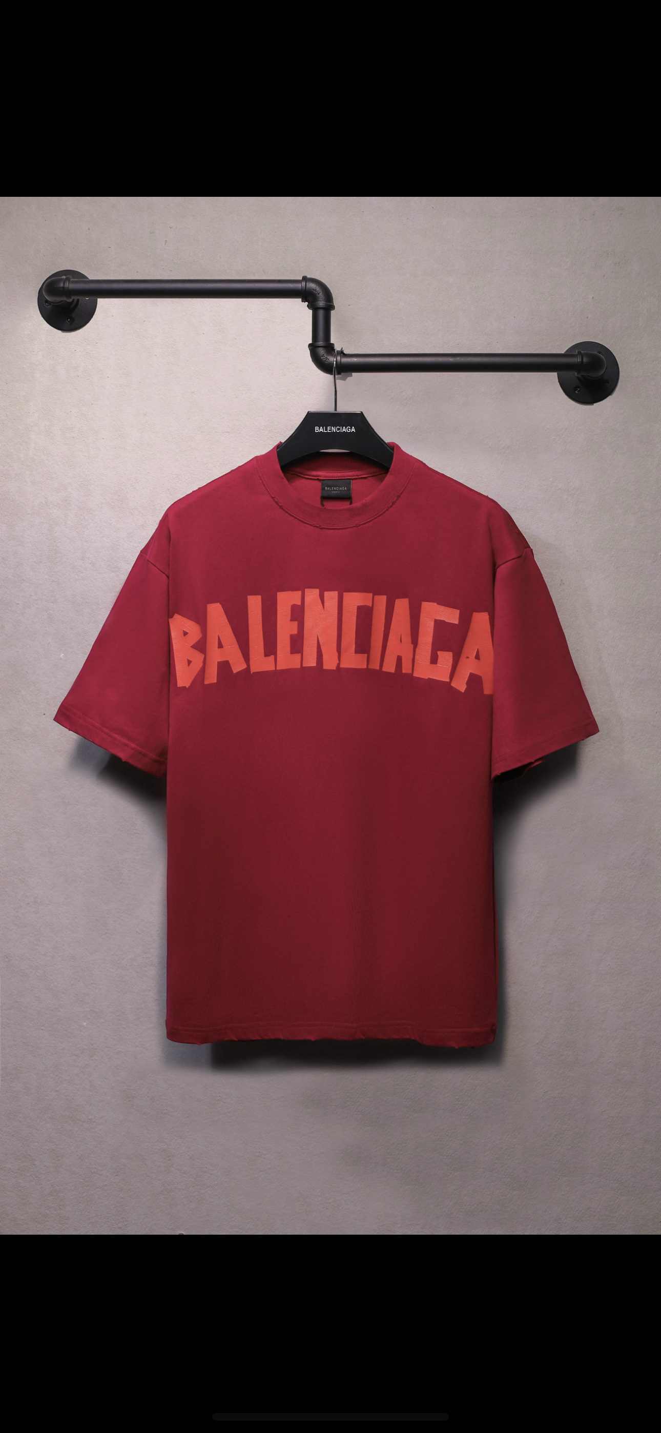 Balenciaga Tape Type Red T-Shirt Oversize